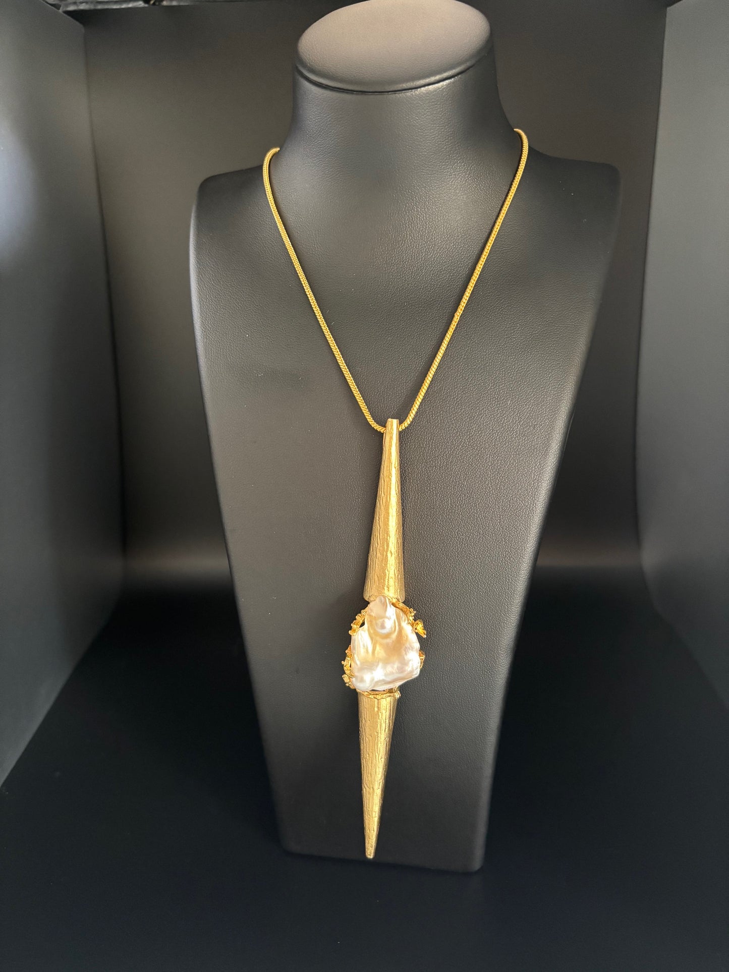 Handmade white stone Necklace - 22K Gold Plated