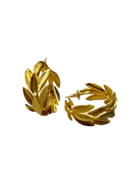 Leaf Hoop Earrings - 22K Gold Plated