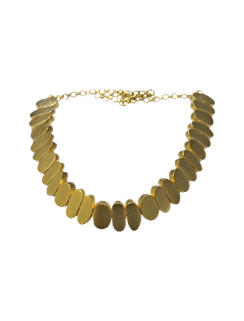 Oval Plate Choker Necklace - 22K Gold Plated