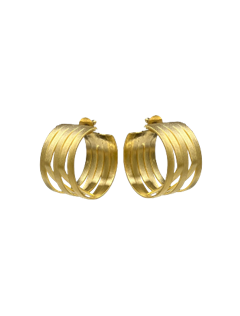 Triple Band Hoop Earrings - 22K Gold Plated