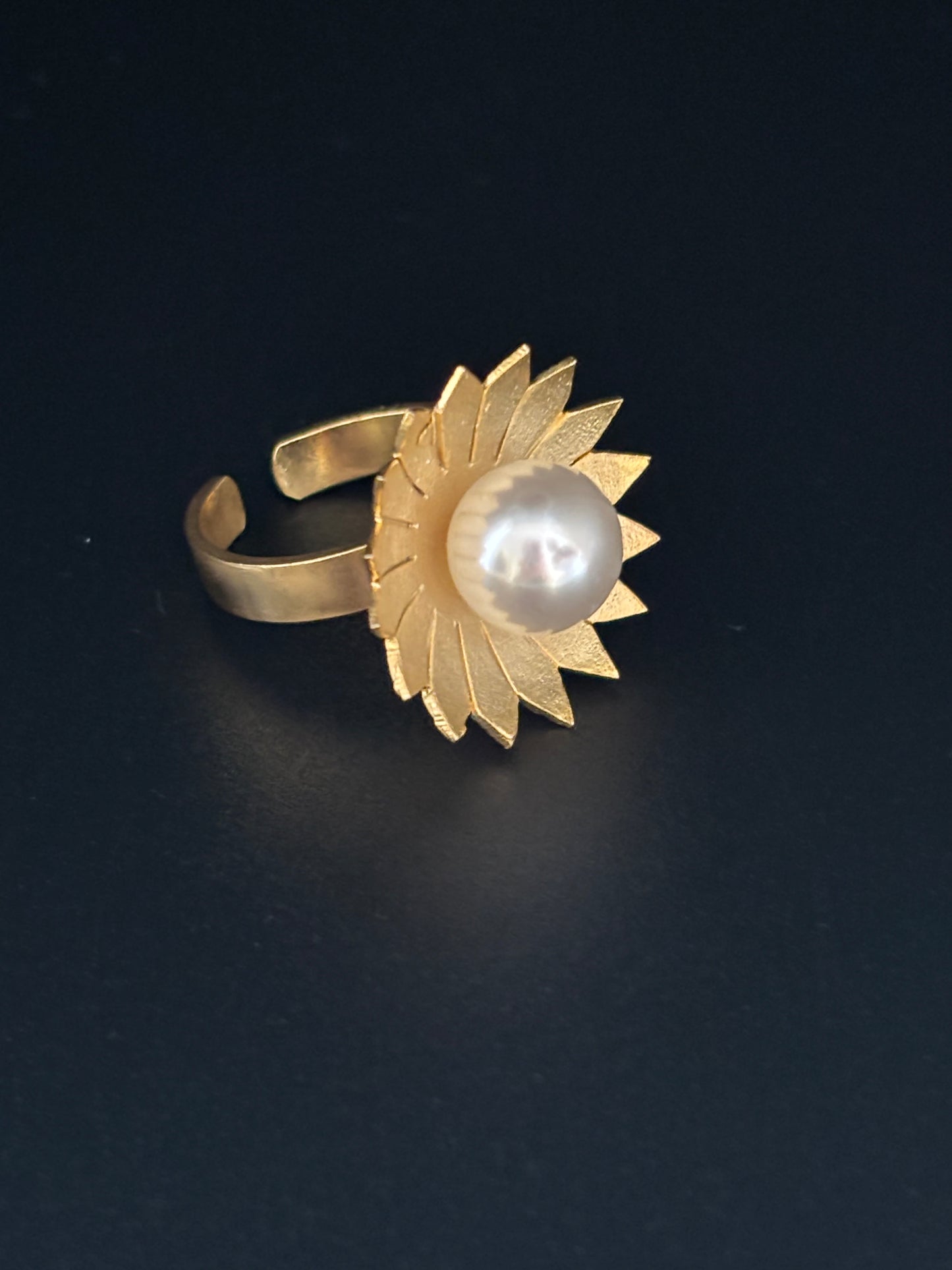 Pearl Flower Adjustable Ring