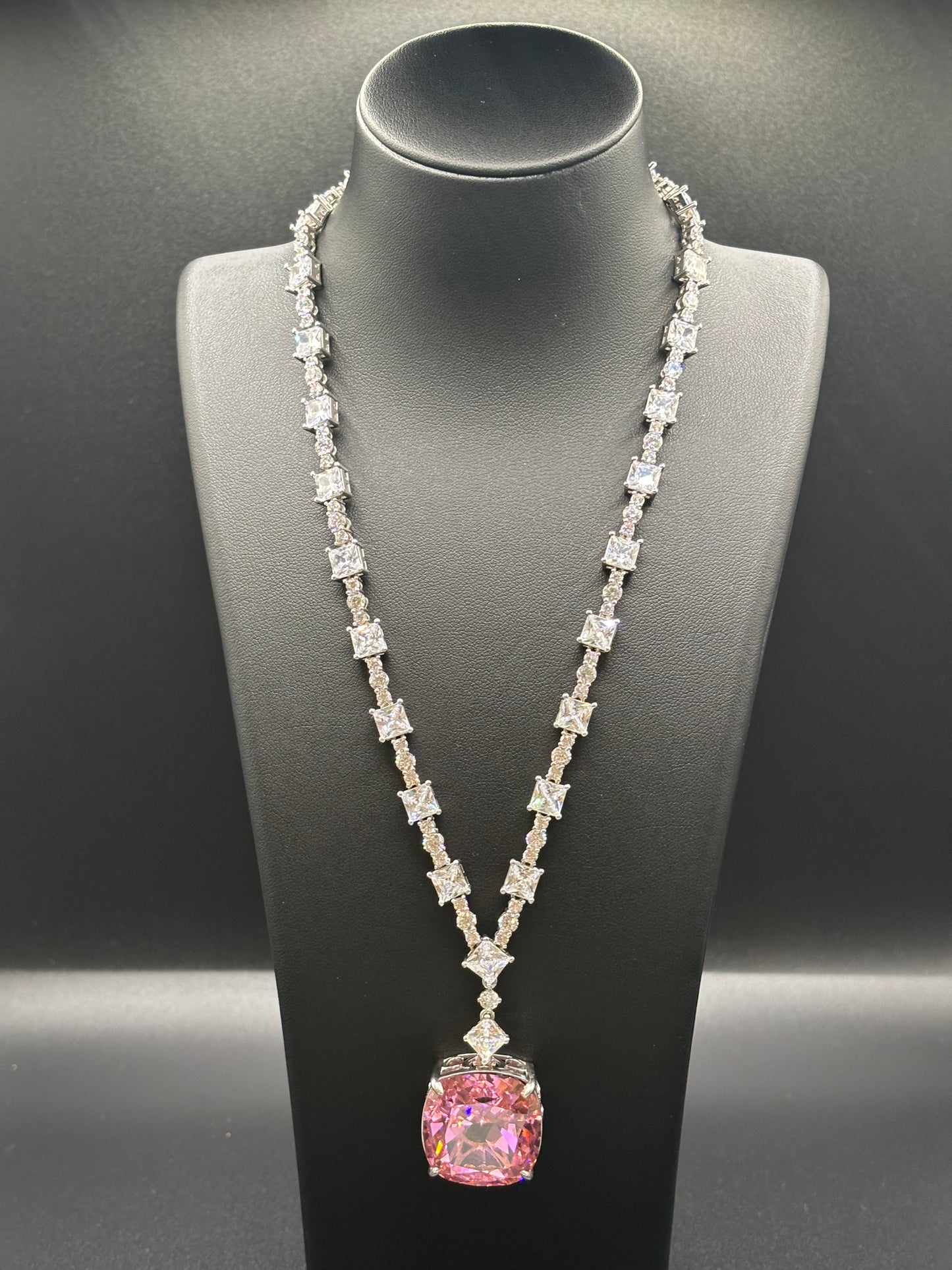 Handmade Natural Stone Necklace - Rhodium Plated