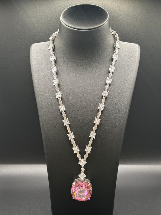 Handmade Natural Stone Necklace - Rhodium Plated