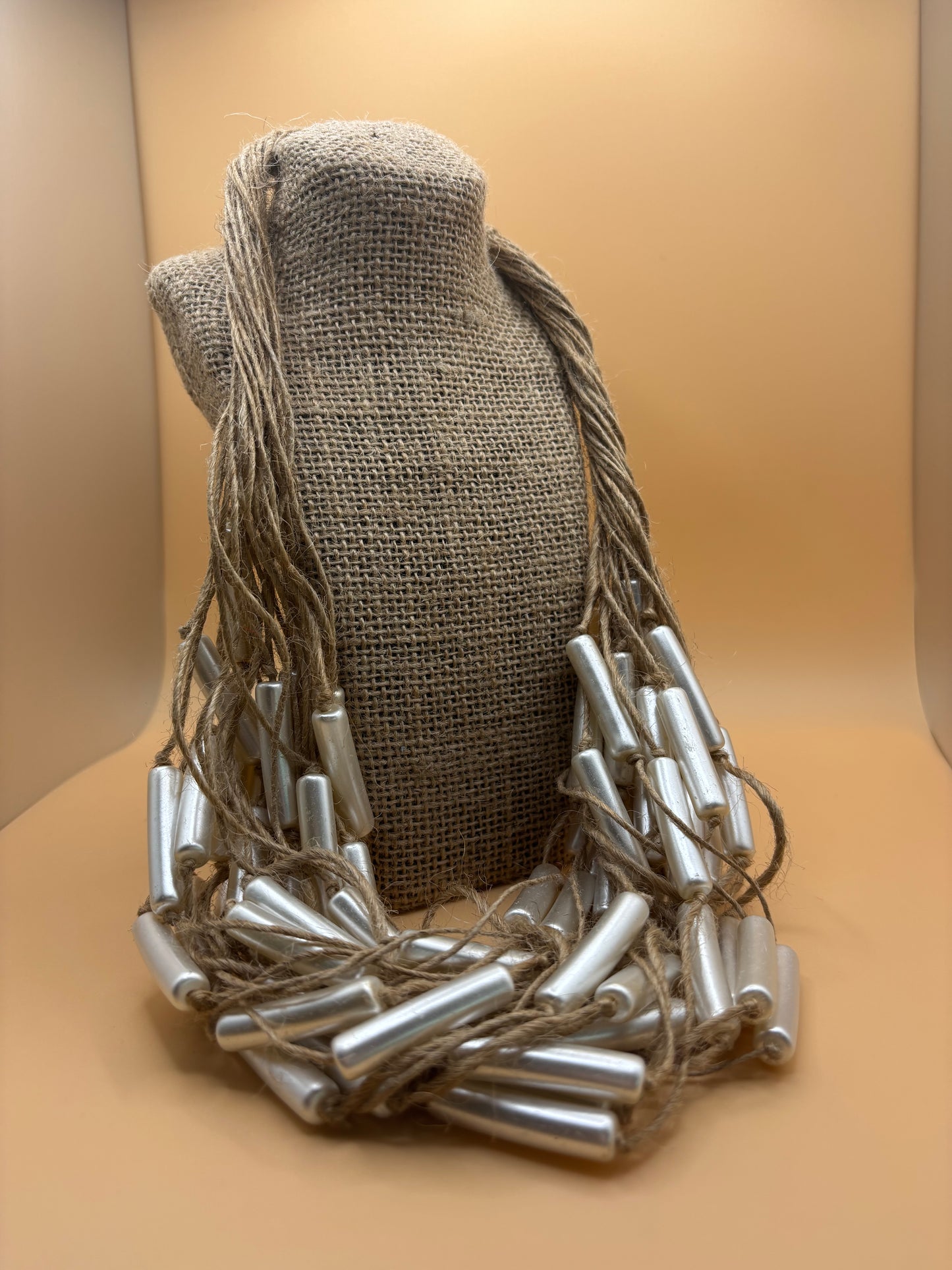 Multi-Strand Jute & Bites Necklace