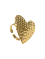 Textured Heart Ring - 22K Gold Plated